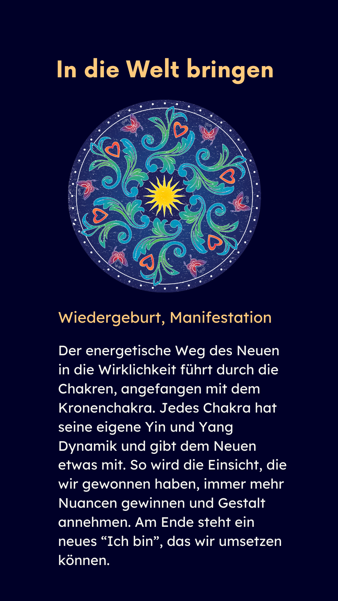 Holding Manifestation Wiedergeburt neue Möglichkeiten erkennen Meditation mutig sein